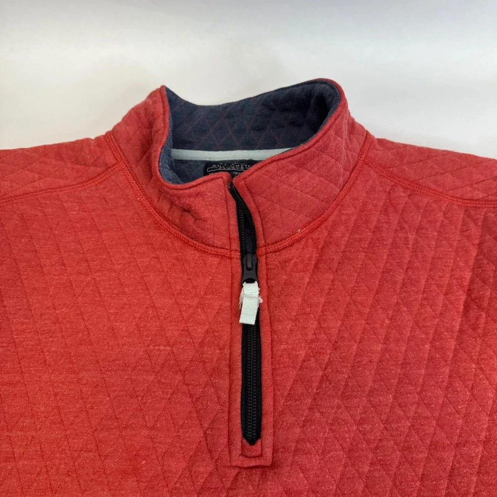 J.Crew Authentic Fleece Mens XXL Red Diamond Quilt Quarter Zip Pullover Sweater